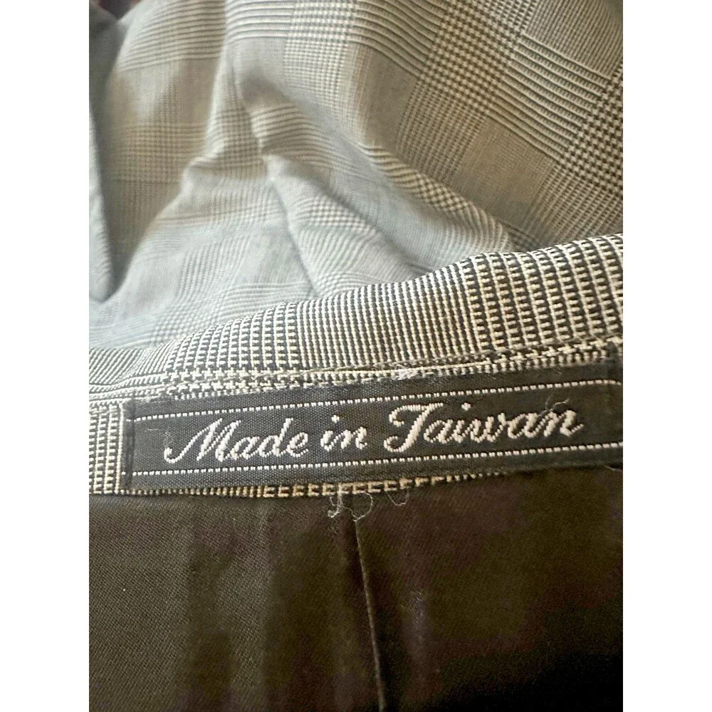 Vintage PIERRE BALMAIN Paris Men 39L Wool Blazer Jacket Designer Grey Glen Plaid